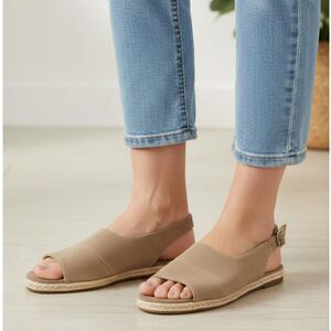 Sole Society Sz 9 Suede Slingback Peep Toe Sandals Taupe Minimalist Espadrille